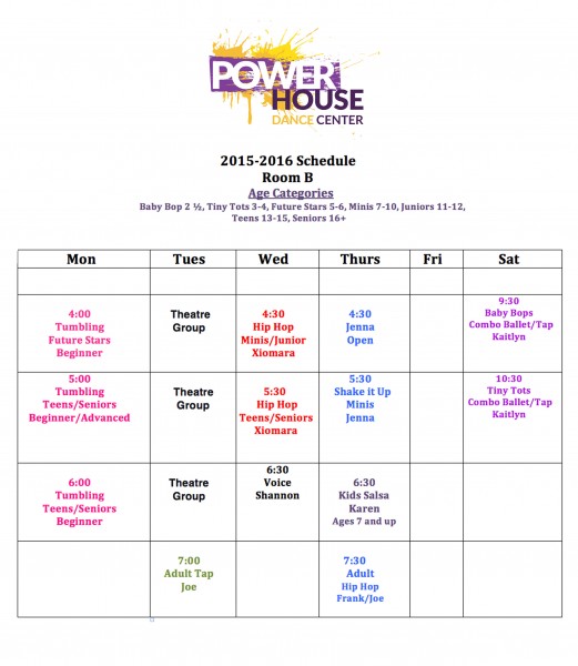 Fall 2015 Schedule